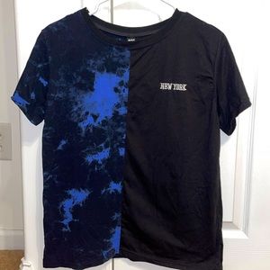 blue & black color block t shirt
